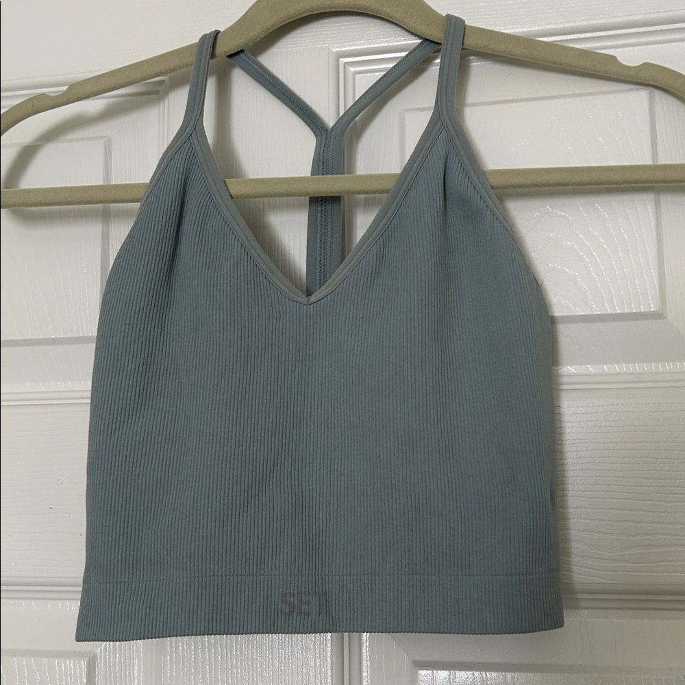 Set Active Ribbed Set in Grey/Blue - Picture 3 of 13